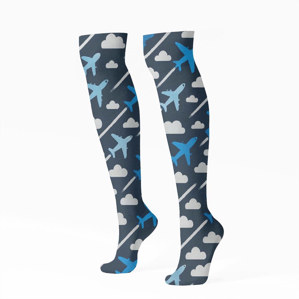 Contrail Bandana Airplane Print custom knee-high socks
