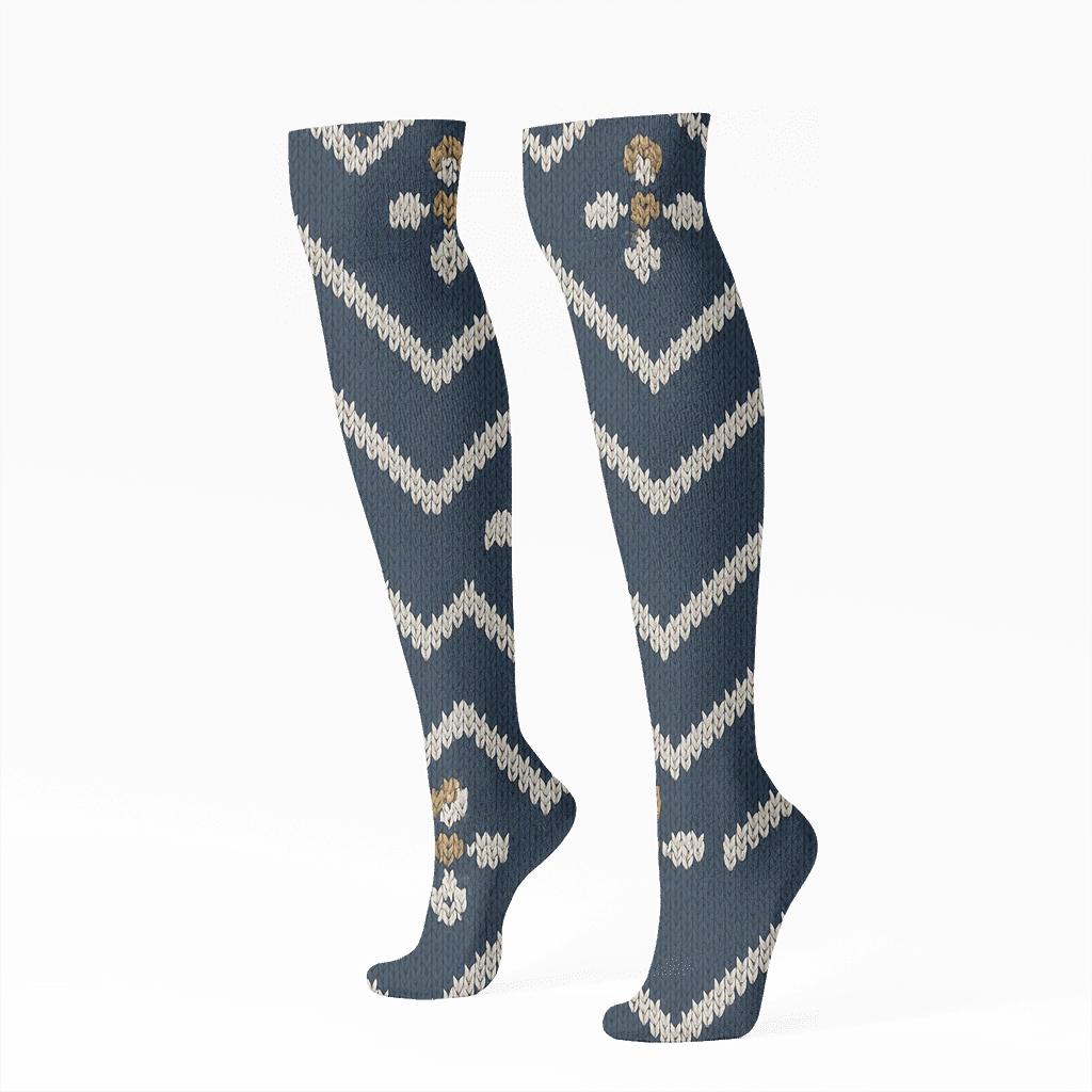 Knitted Airplane Propeller Chevron comfortable cotton knee-high socks