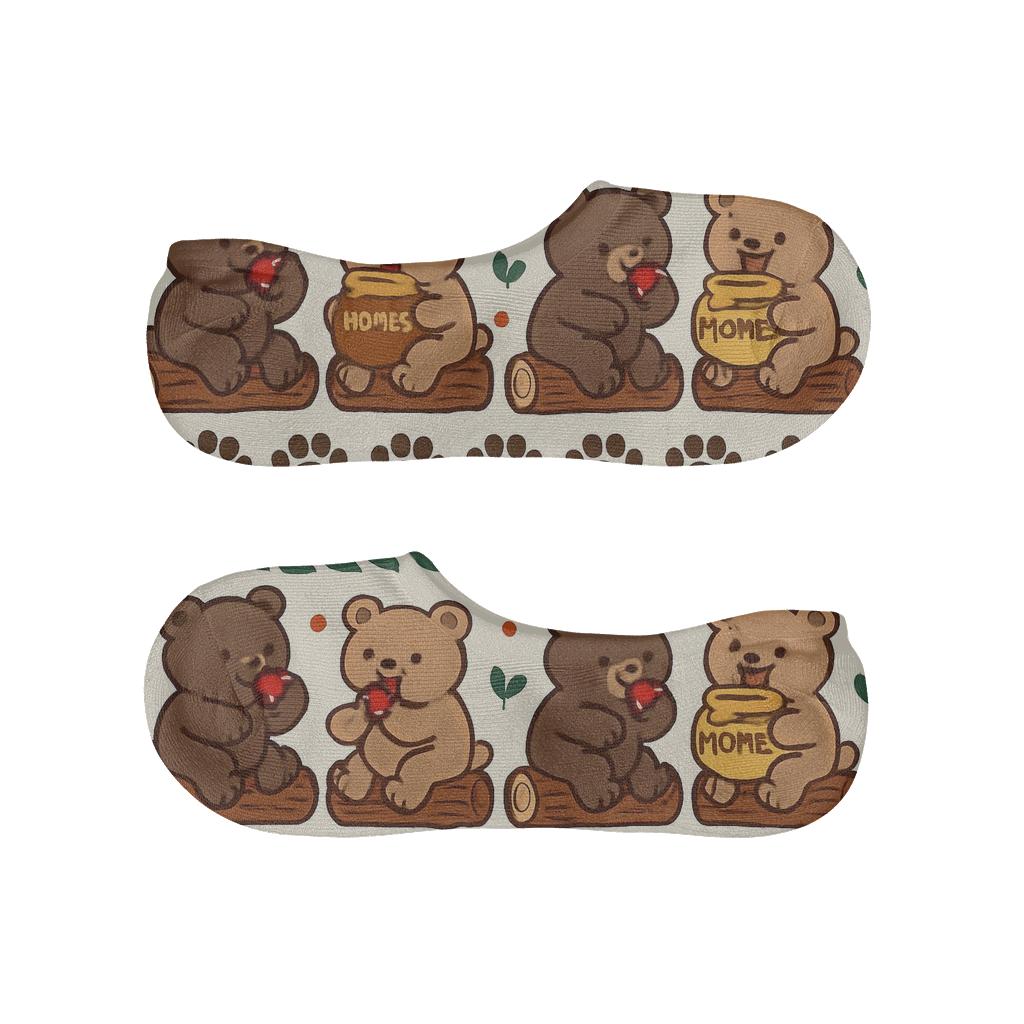 Forest Ribbon Bands With Bear Picnic Scenes personalized no-show socks