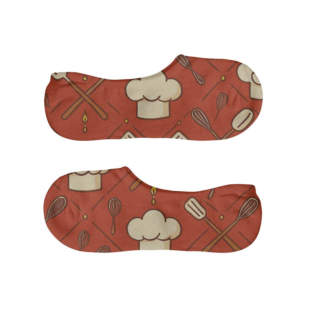 Chef Hat Lattice On Tomato Red Background comfortable invisible socks