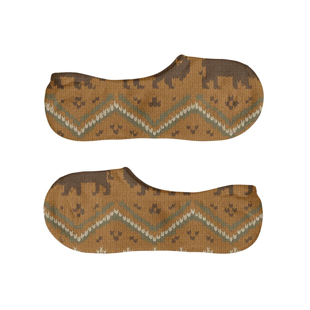 Knitted Prairie Bands In Bison soft cotton no-show socks