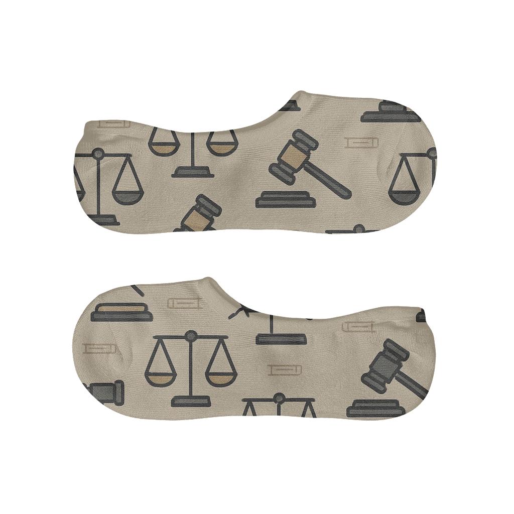 Scales And Gavel Rhythm With Judge Accents custom no-show socks