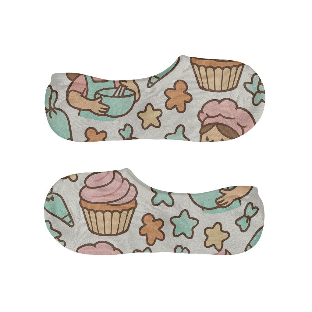 Cupcakes With Baker Apron Parade anti-slip no-show socks