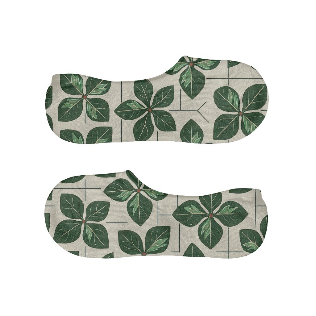 Variegated Ivy Medallion Tiles On Pale Cream comfortable low-cut socks