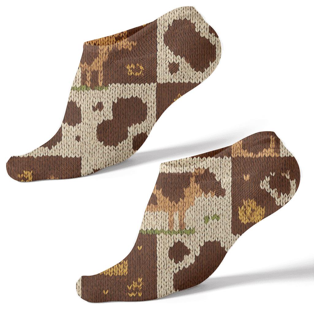 Pasture Patchwork Cow Knit Illusion stylish athletic ankle socks