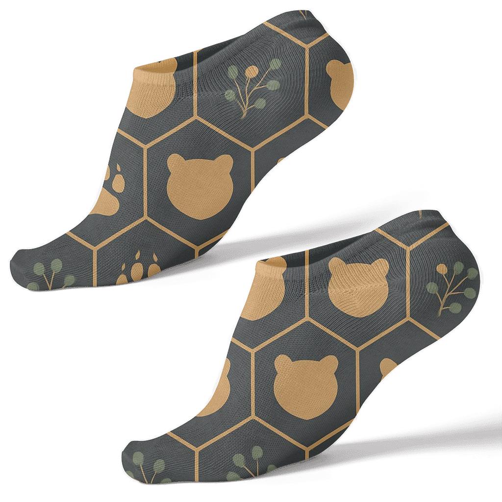 Bear Paw Lattice In Honeycomb Grid trendy patterned ankle socks