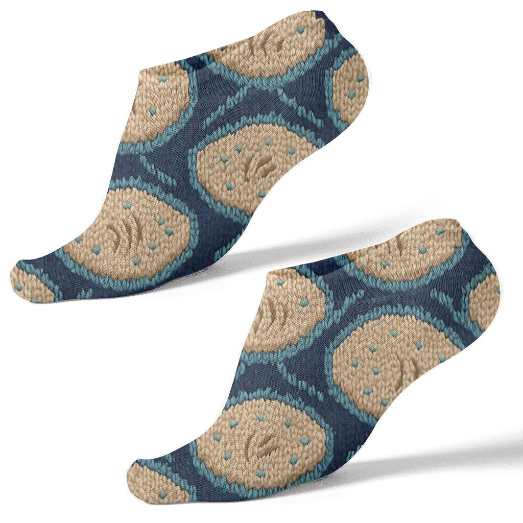 Knitted Illusion Scale Tessellation With Fish comfortable cotton ankle socks