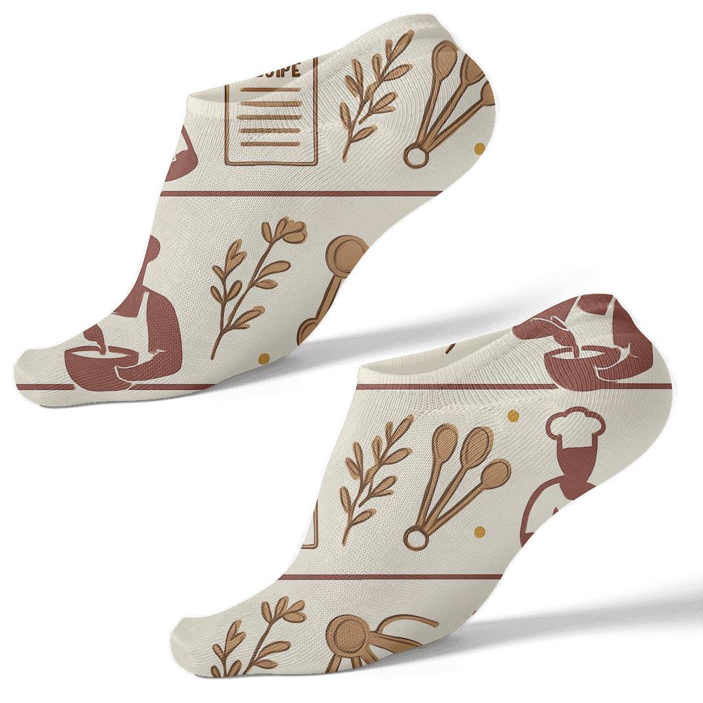 Recipe Cards With Chef Silhouette Stripe Repeat designer print ankle socks