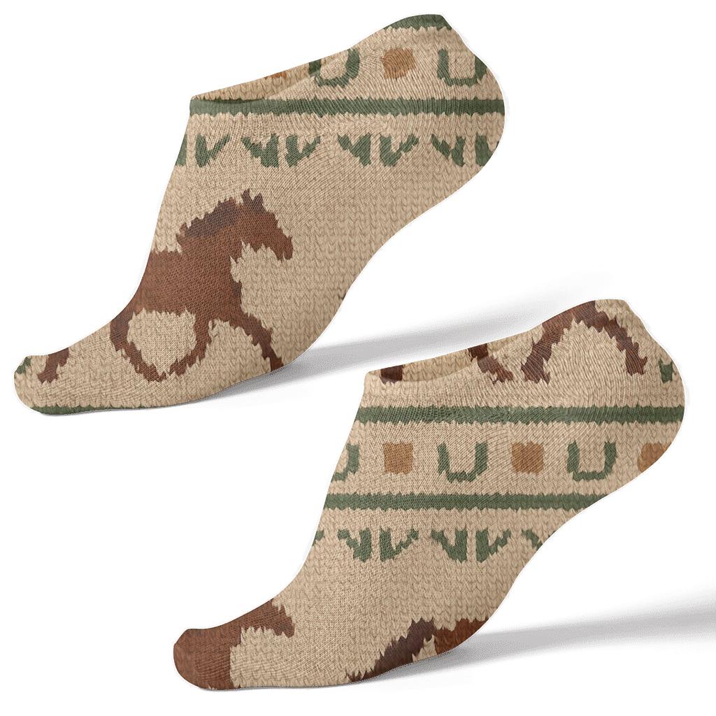 Knitted Meadow Panels With Trotting Horse premium sports ankle socks