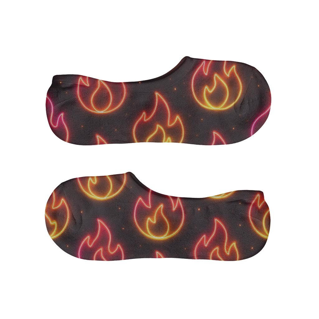 Neon Flame Signage Diamond Repeat trendy no-show sock styles