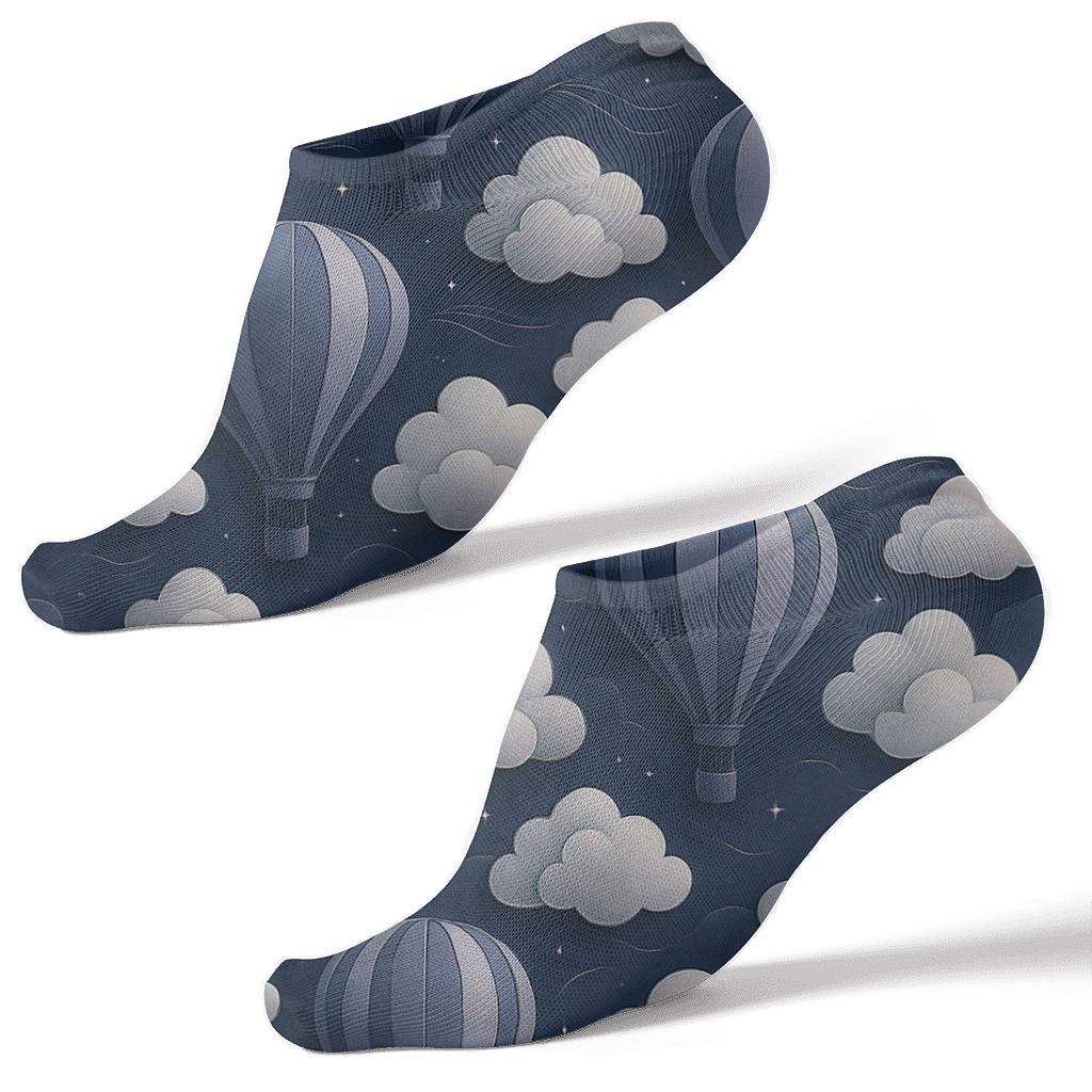 Twilight Balloon Drift With Clouds Mosaic unique graphic ankle socks