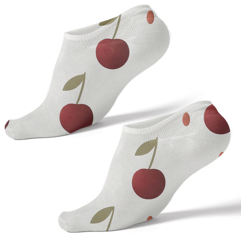 Minimalist Grid With Cherry Pit Accents trendy patterned ankle socks