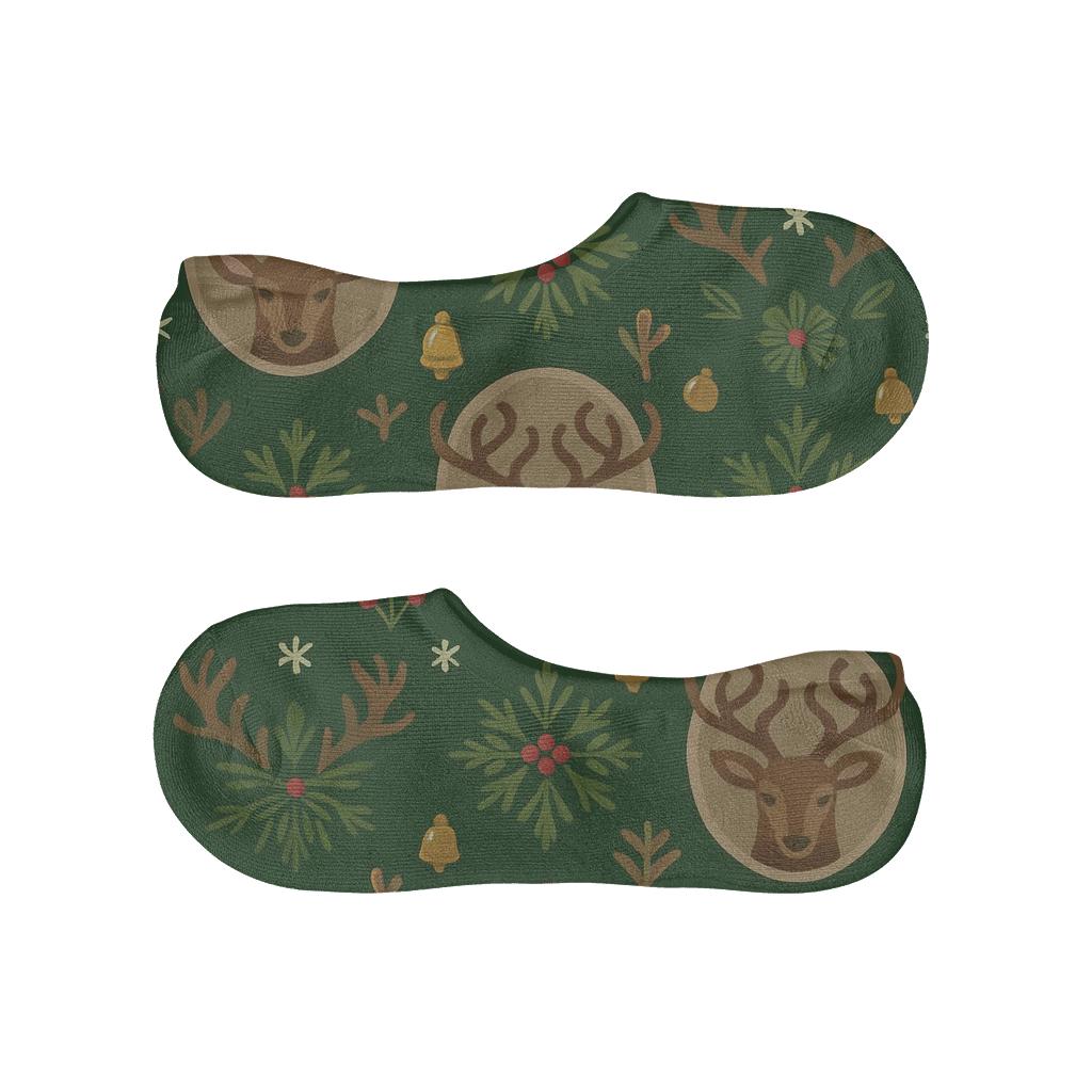 Scandinavian Folk Medallions, Reindeer Edition breathable no-show socks