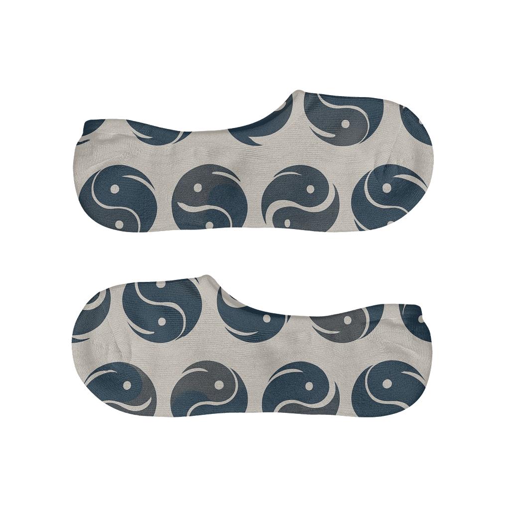 Indigo Koi Duality Wave Bands On Pale Cream custom no-show socks