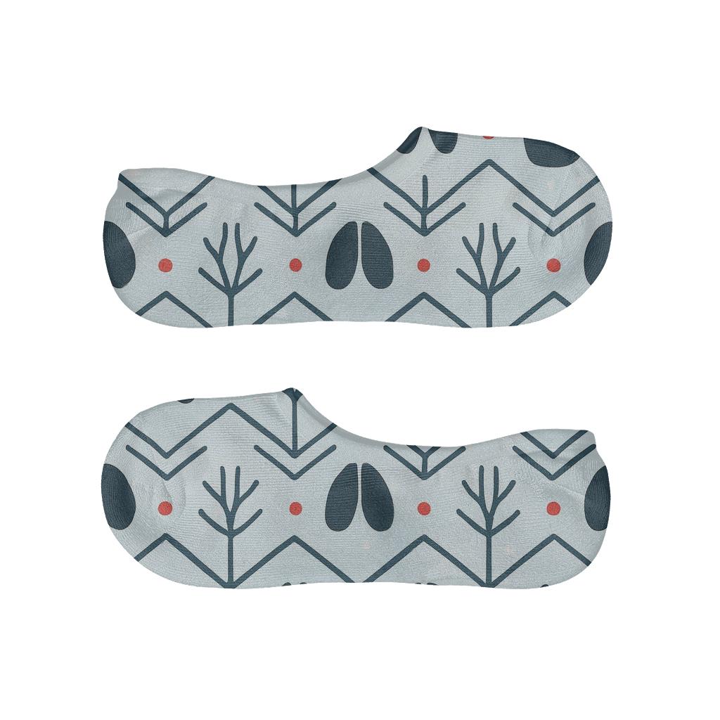 Hoofprint Chevron In Icy Blue Reindeer Pattern soft cotton no-show socks