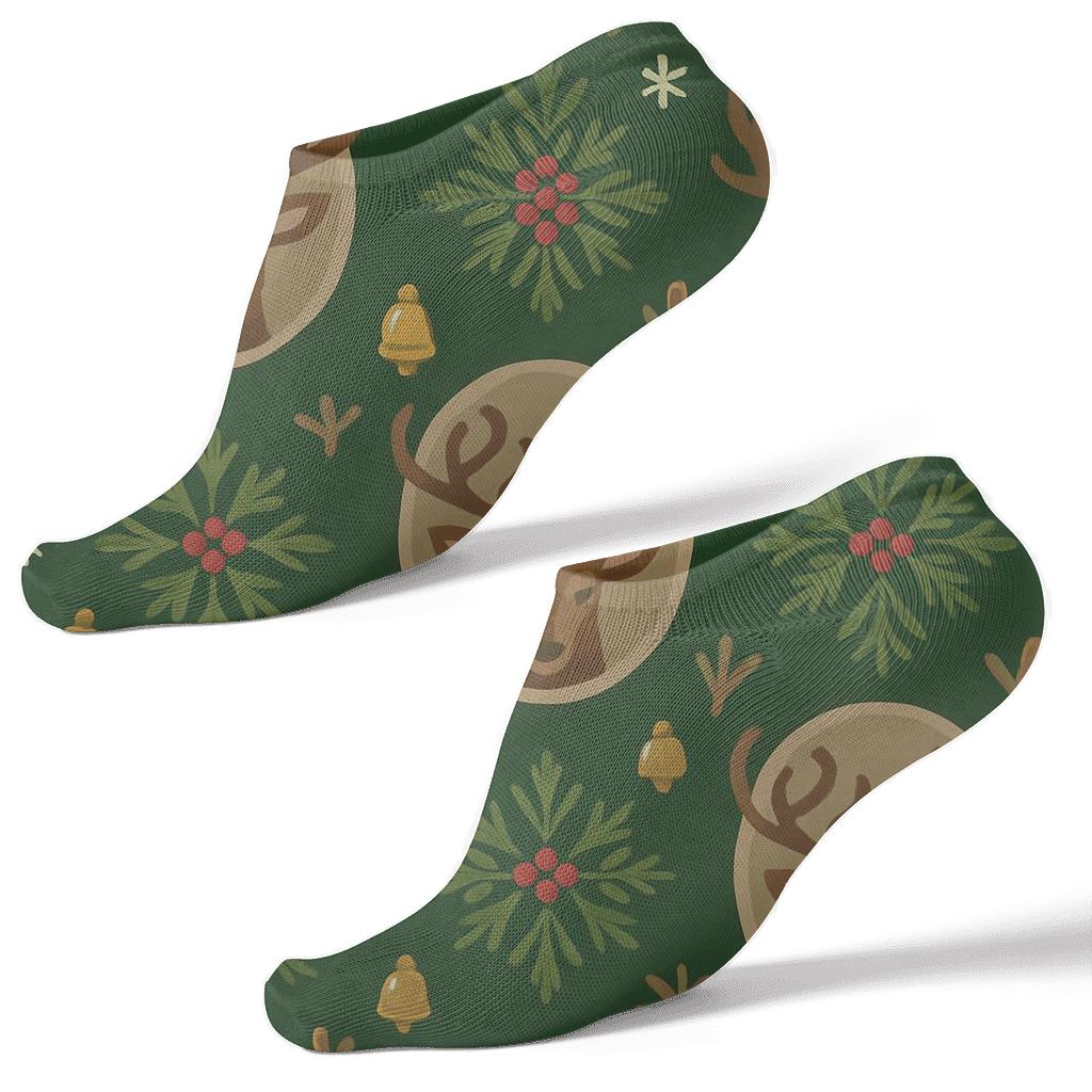 Scandinavian Folk Medallions, Reindeer Edition unique graphic ankle socks