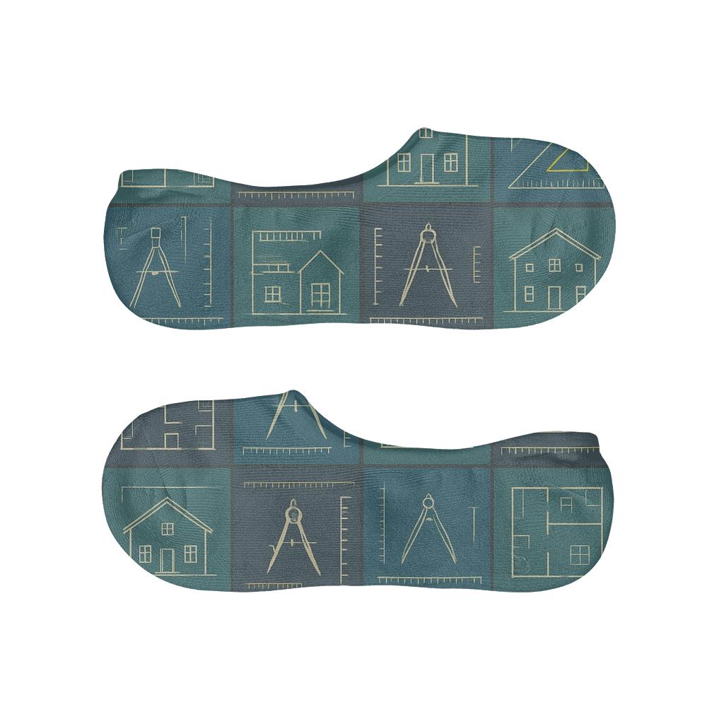 City Blueprint Patchwork, Architect Edition breathable no-show socks