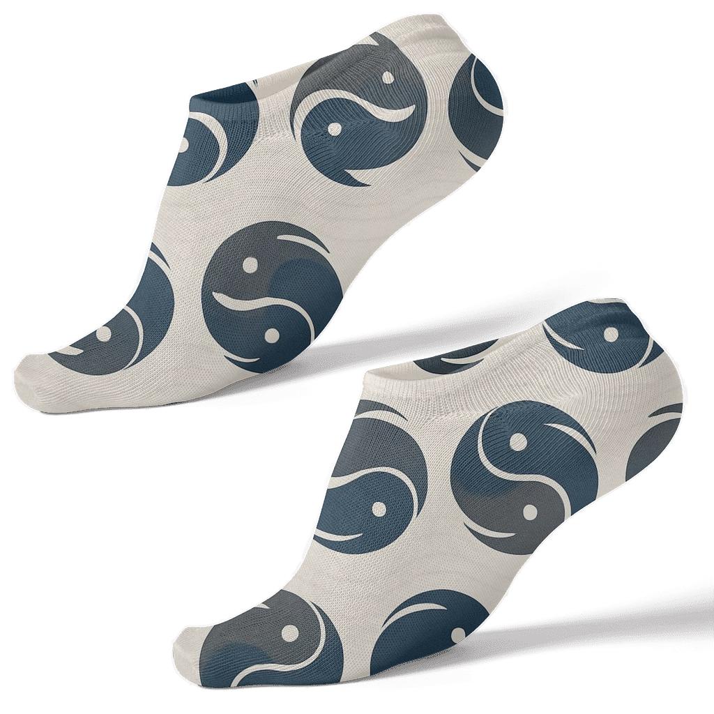 Indigo Koi Duality Wave Bands On Pale Cream trendy patterned ankle socks