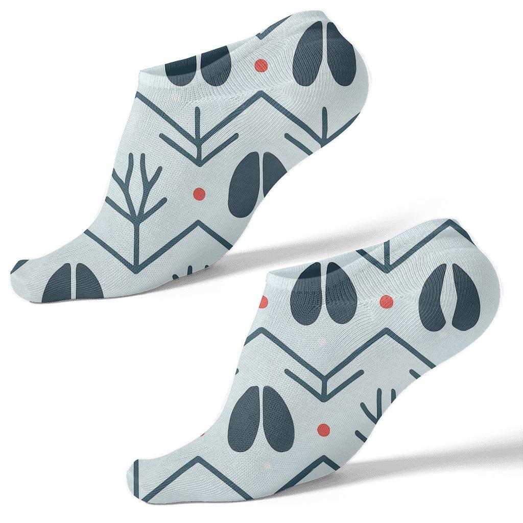 Hoofprint Chevron In Icy Blue Reindeer Pattern trendy patterned ankle socks