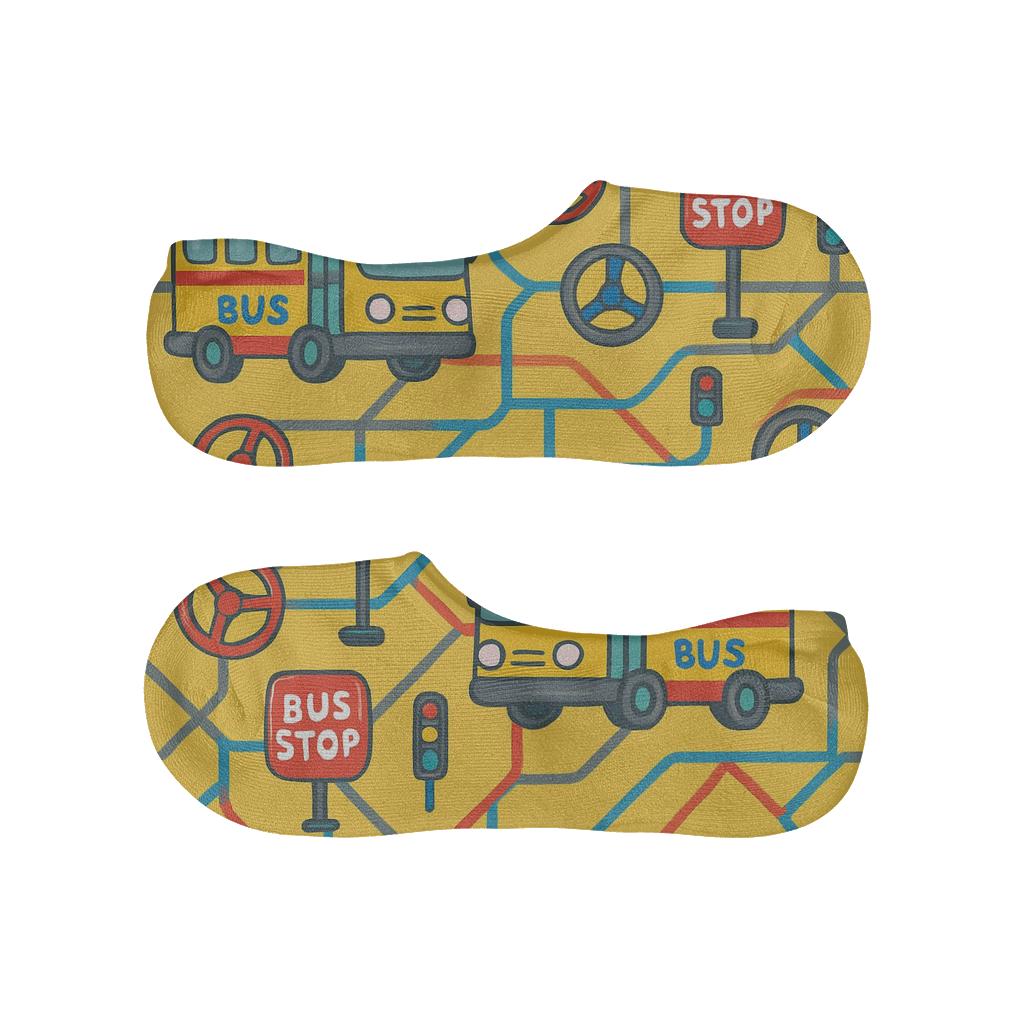 City Route Tapestry With Bus Driver Icons low cut no-show socks