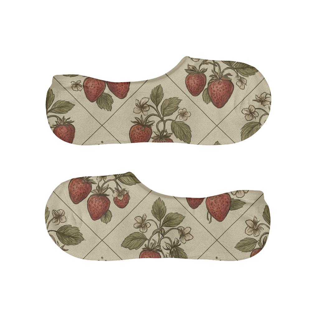 Vintage Strawberry Herbarium Mirror Tiles breathable seamless no-show sockscustom no-show socks