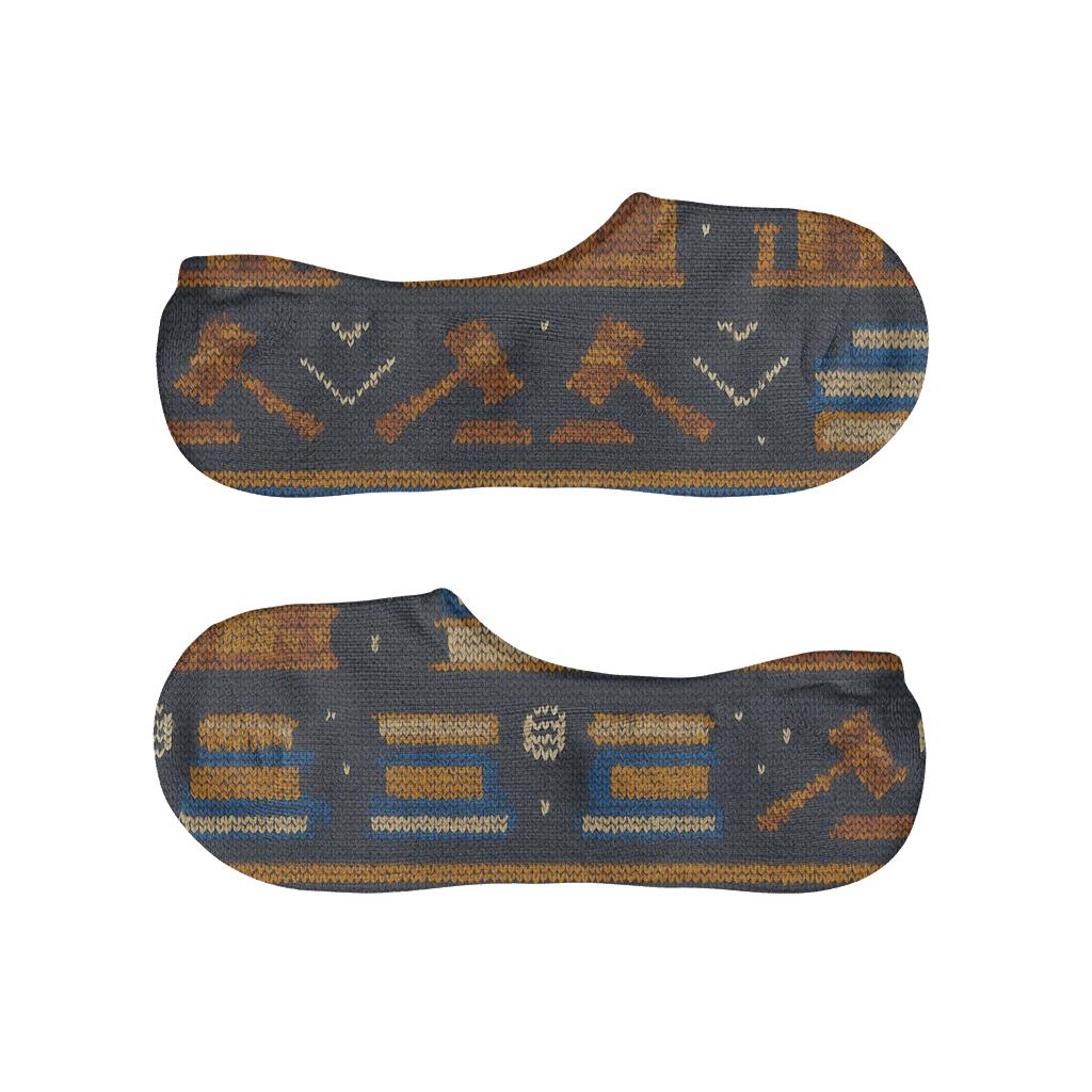 Paralegal Knitted Pattern Illusion Courtroom Bands low cut no-show socks