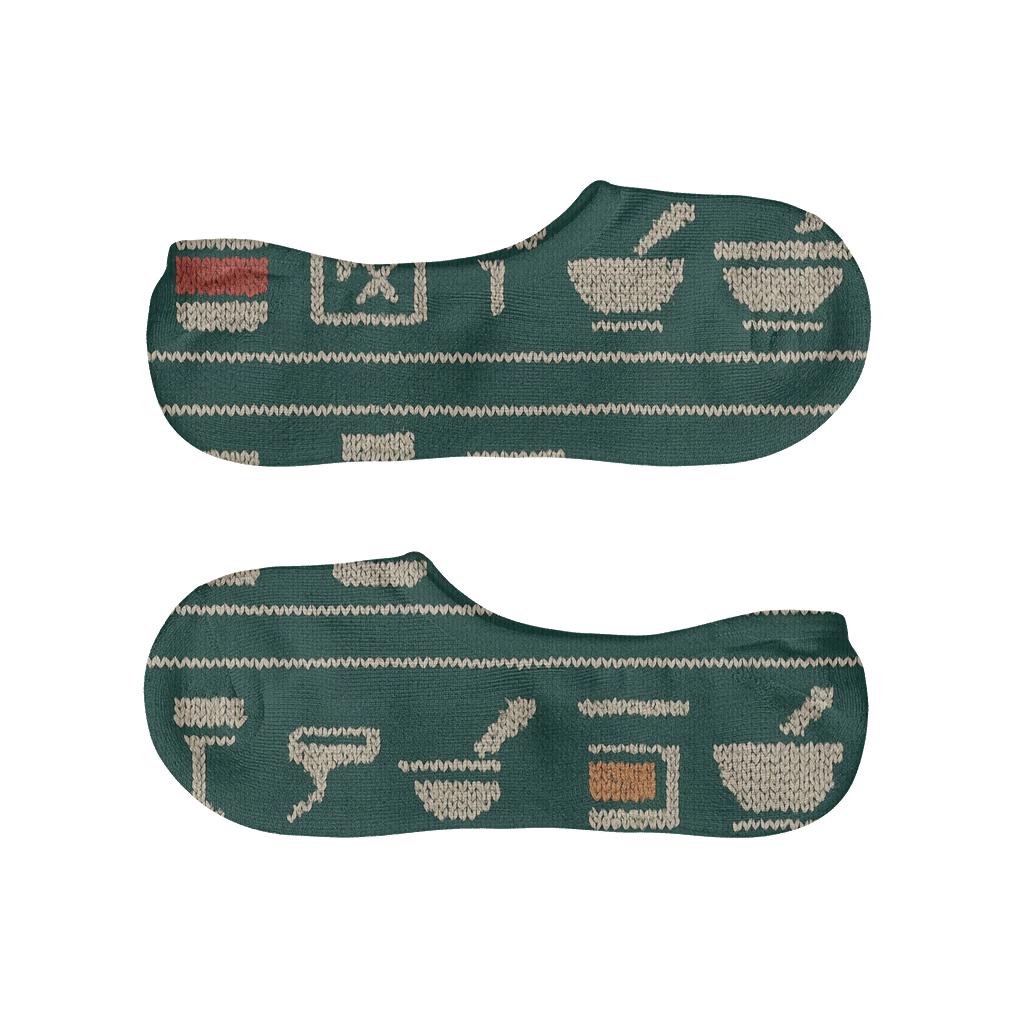 Pharmacist Shelf Bands On Deep Green Field breathable no-show socks