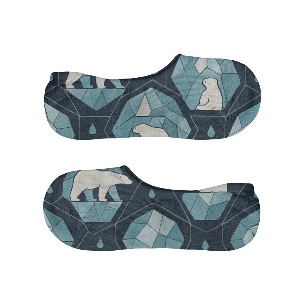 Iceberg Lattice With Polar Bear Silhouette Repeat designer printed no-show socks