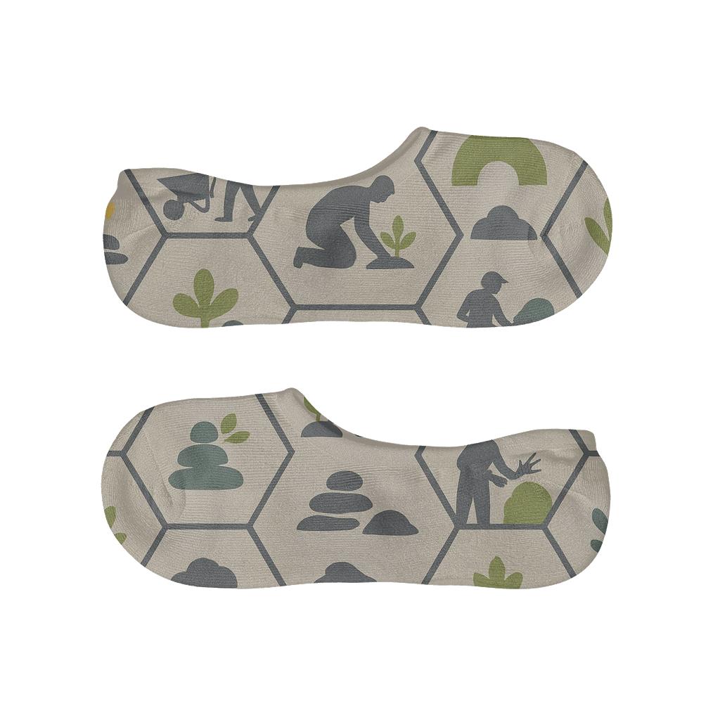 Garden Path Tiles With Landscaper Silhouettes soft cotton no-show socks