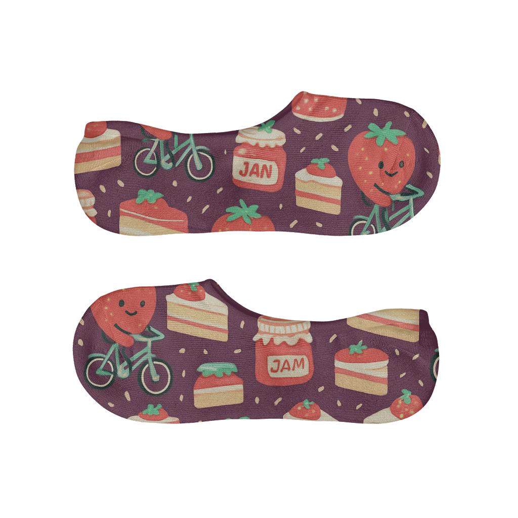 Strawberry Bike Parade Chevron Pop custom no-show socks