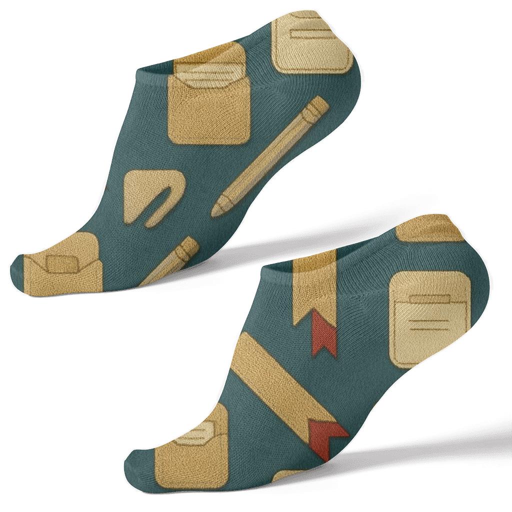 Bookmark Herringbone With Librarian Charm stylish athletic ankle socks