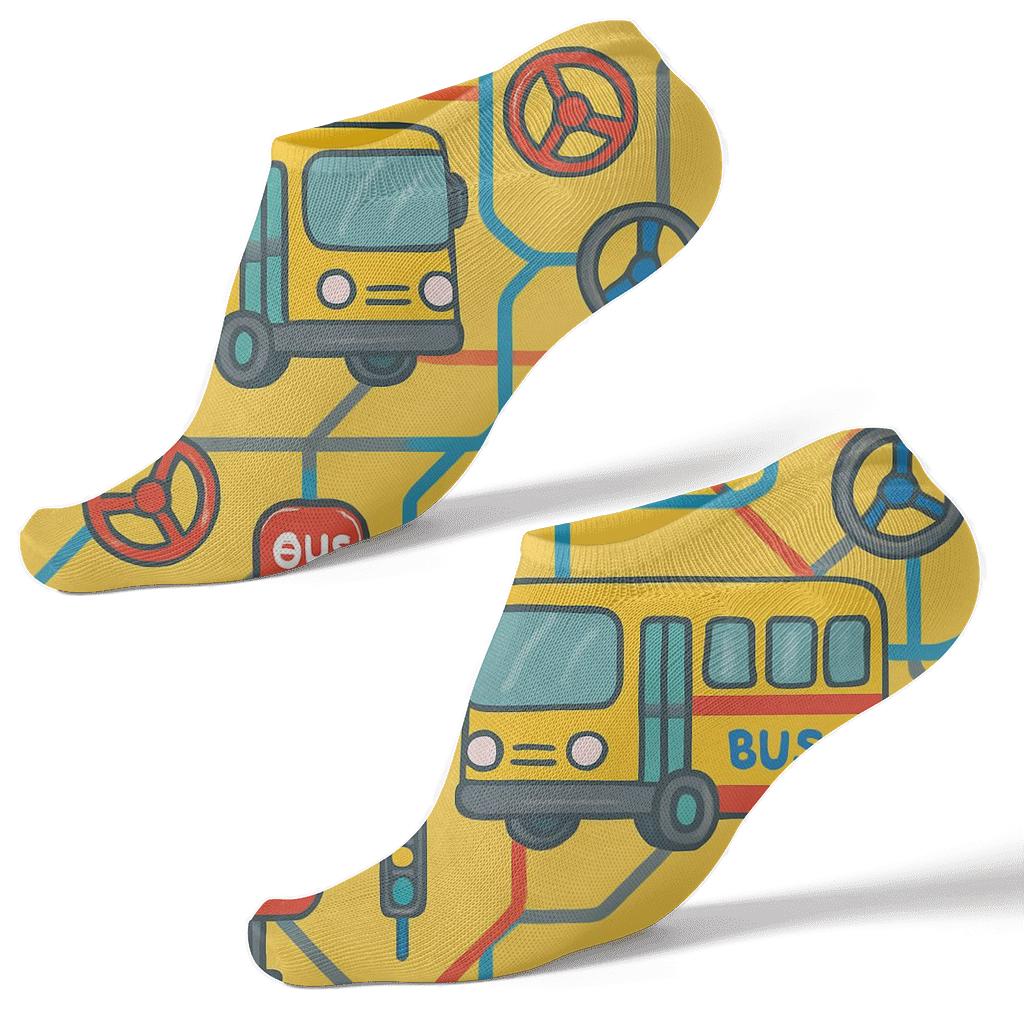 City Route Tapestry With Bus Driver Icons unique graphic ankle socks