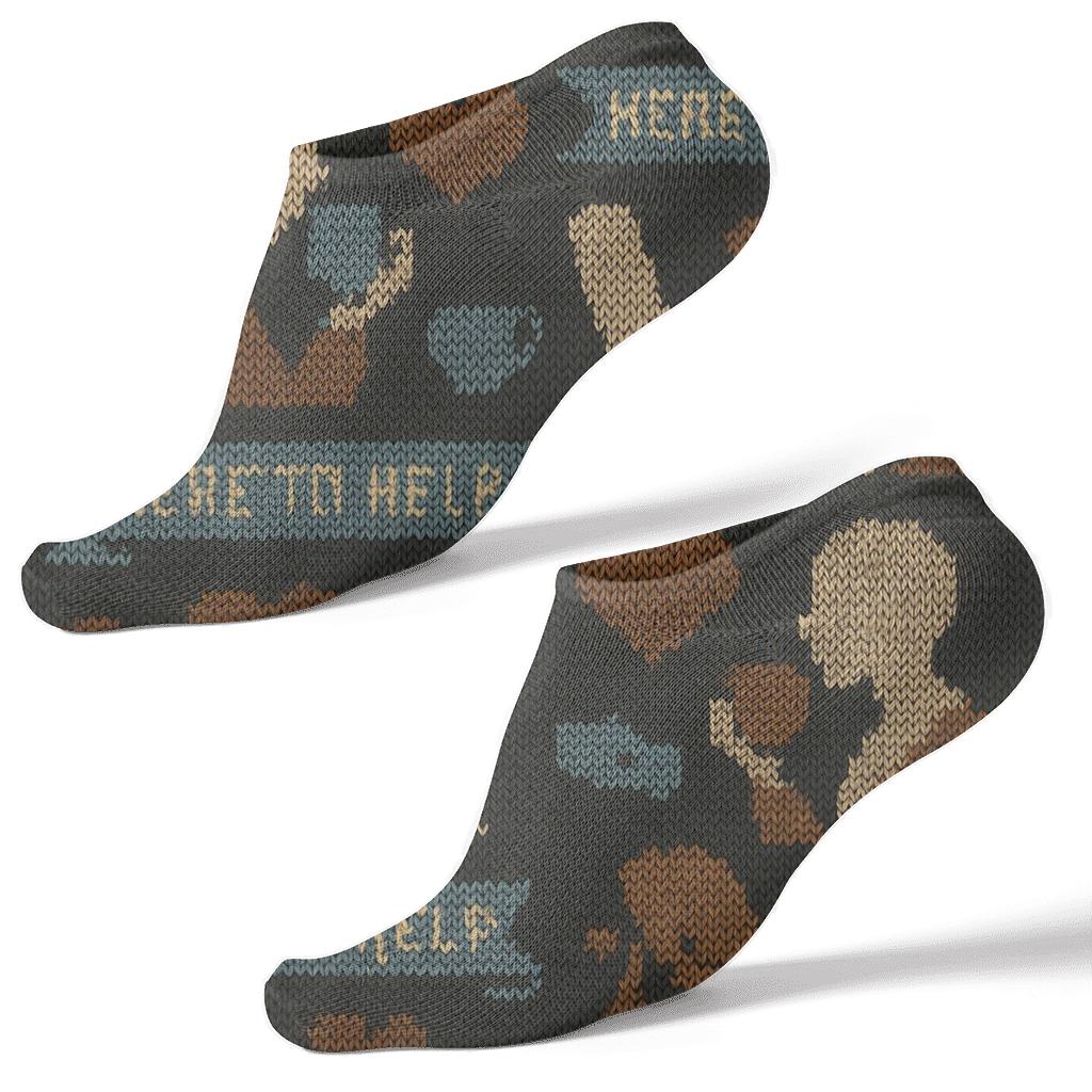 Counselor Knit Illusion Comfort Symbols designer print ankle socks
