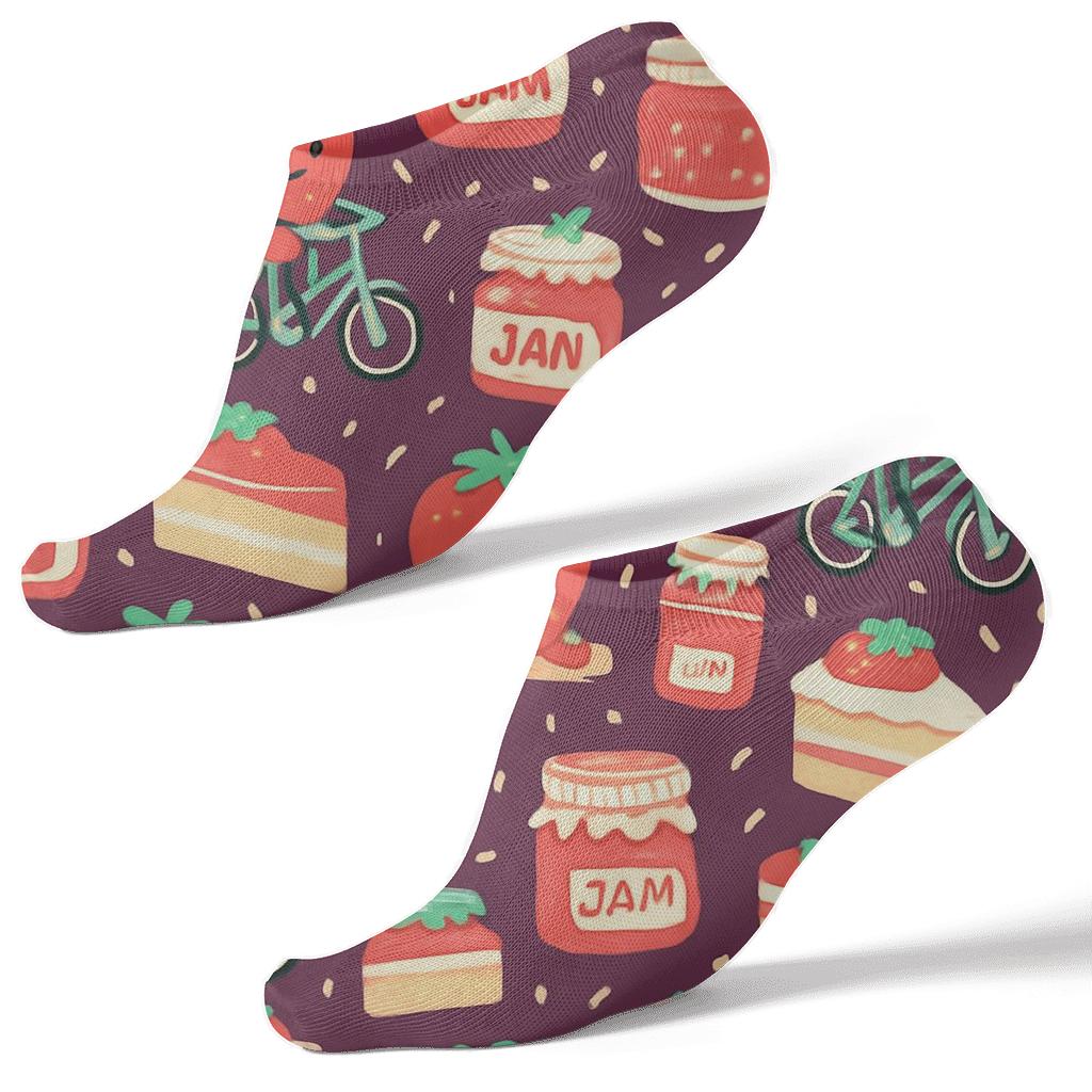 Strawberry Bike Parade Chevron Pop unique graphic ankle socks