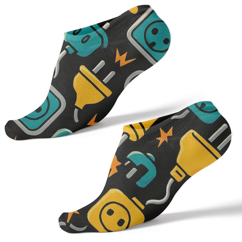 Electrician-Grade Spark And Socket Tessellation comfortable cotton ankle socks