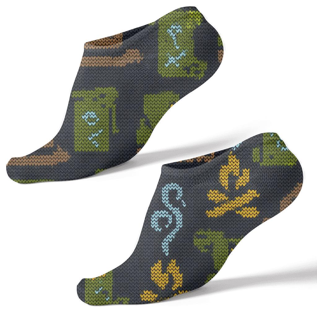 Knitted Illusion Ranger Gear Grid Pattern Park Ranger stylish athletic ankle socks