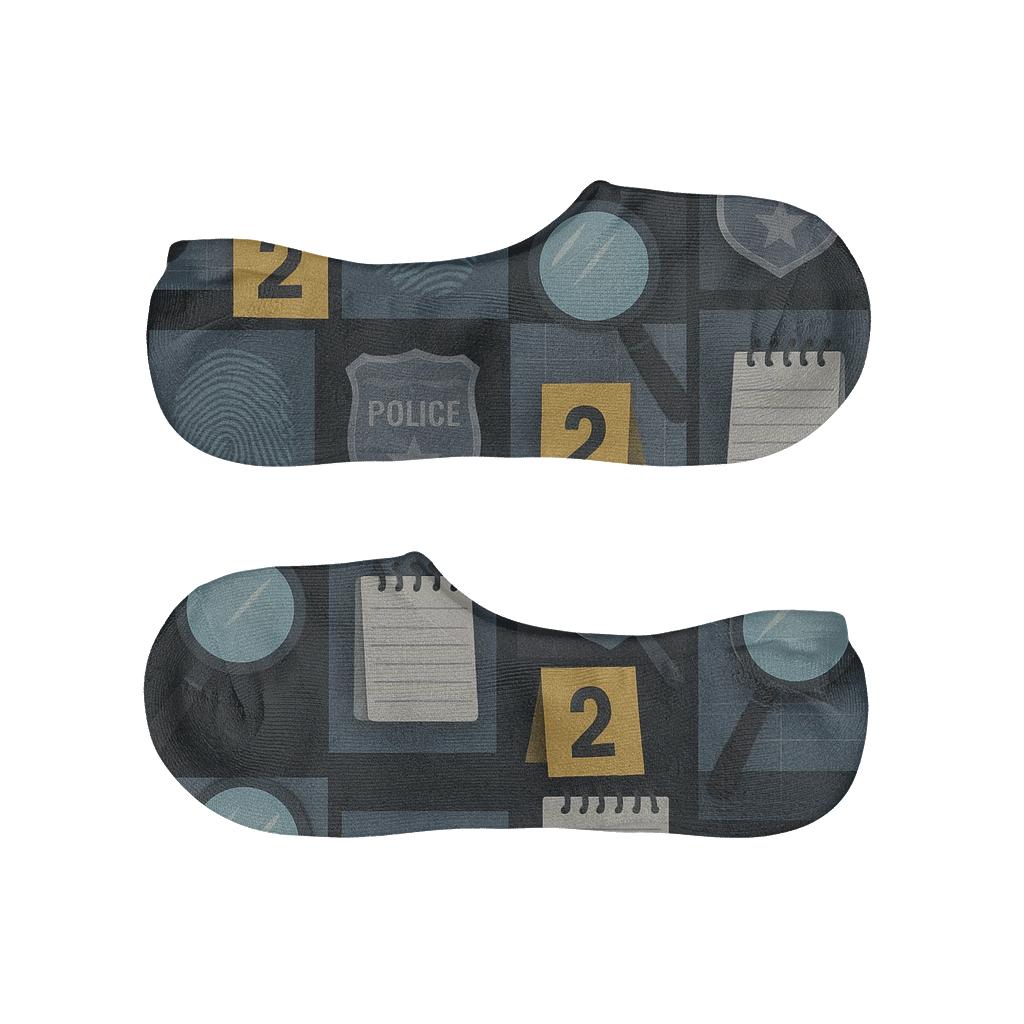 Midnight Casework Police Detective Collage Tiles anti-slip no-show socks