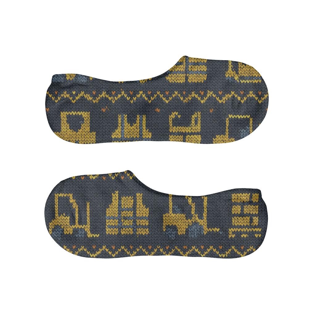 Knitted Warehouse Worker Forklift Fair Isle designer printed no-show socks
