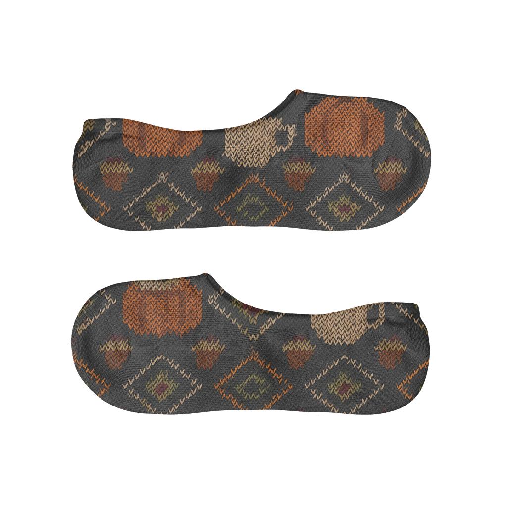 Knitted Pumpkin Mug Fair Isle On Charcoal Background unique hidden socks