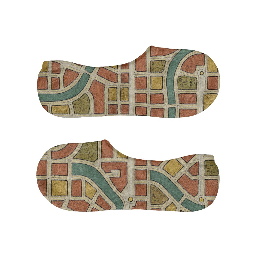 Vintage City Map Look Urban Planner Blocks custom no-show socks