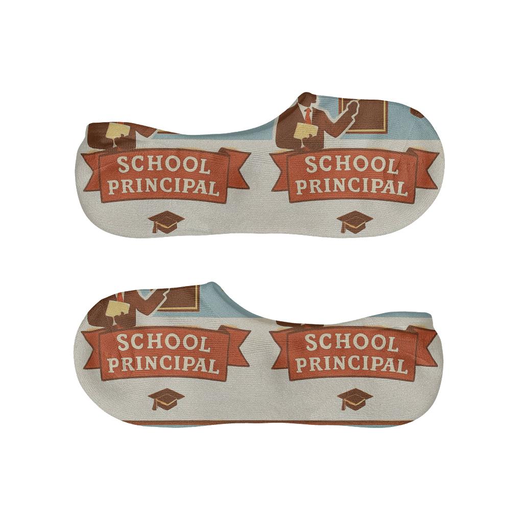 Vintage Poster Collage With School Principal Parade Border anti-slip no-show socks
