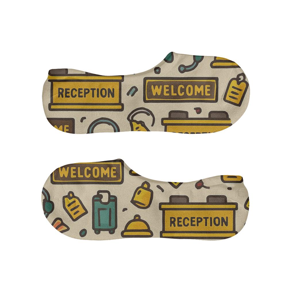 Check In Counter Grid In Hotel Receptionist Cartoon soft cotton no-show socks