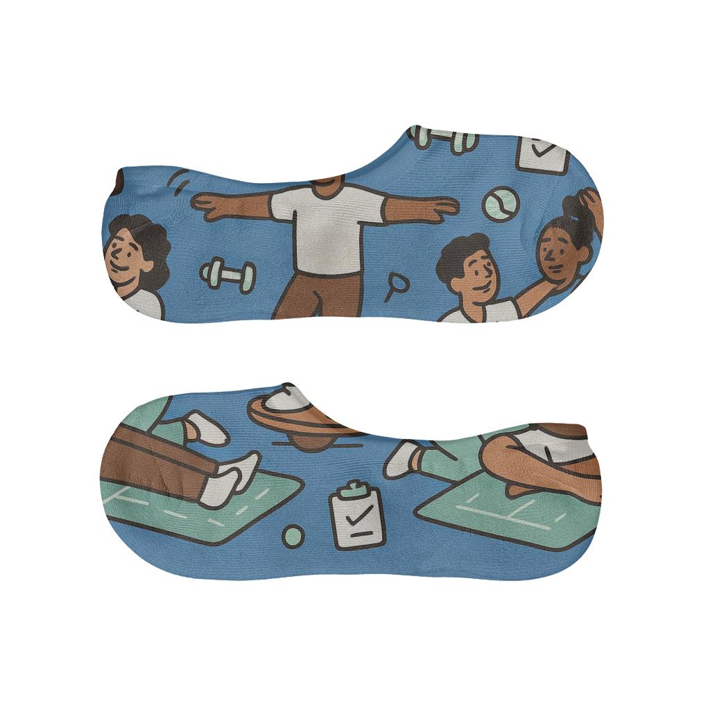 Wellness Landscape Wrapping Around With Physical Therapist Scenes soft cotton no-show socks
