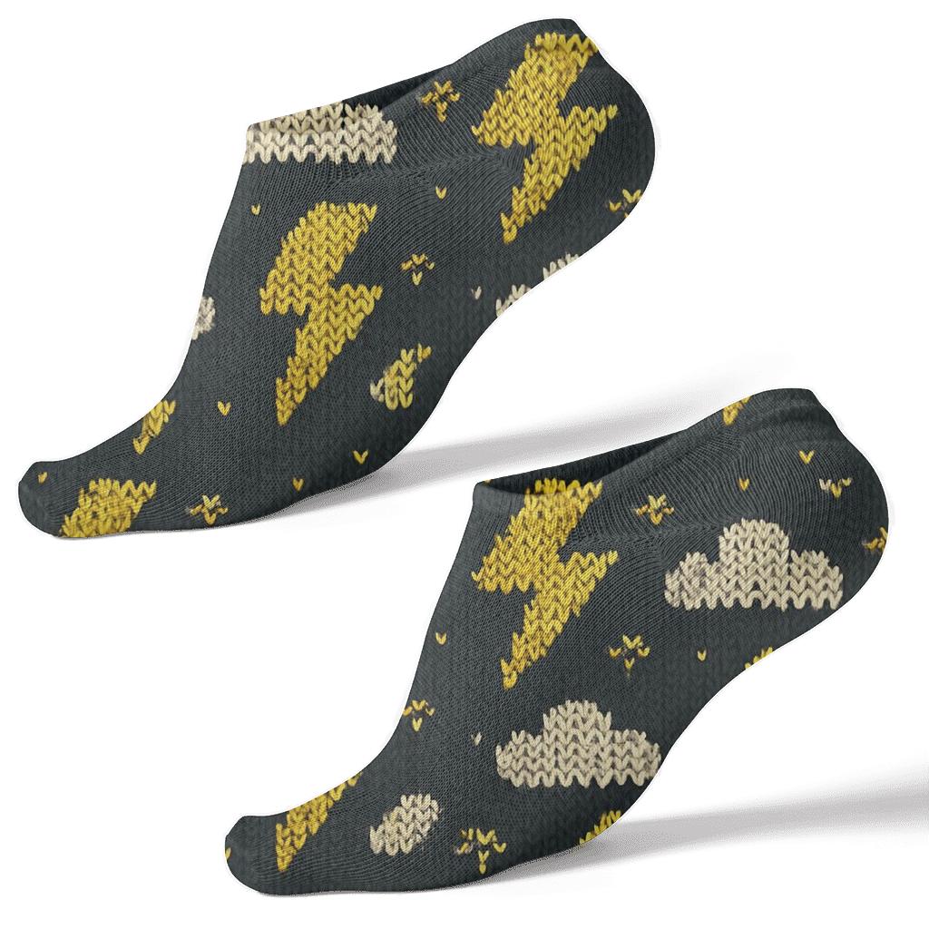 Knitted High Voltage Chevron Storm designer print ankle socks