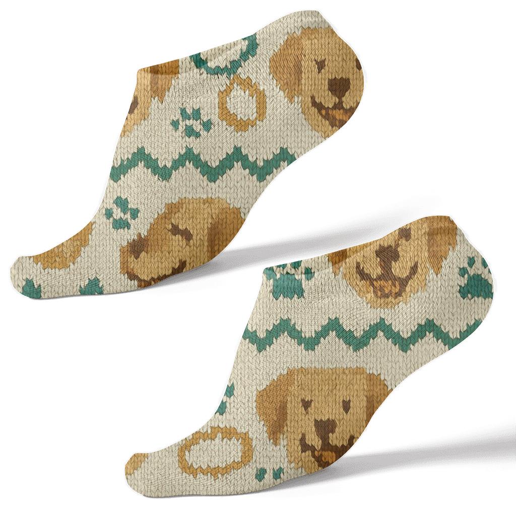 Knitted Park Stripe Illusion, Labrador Retriever Edition trendy patterned ankle socks