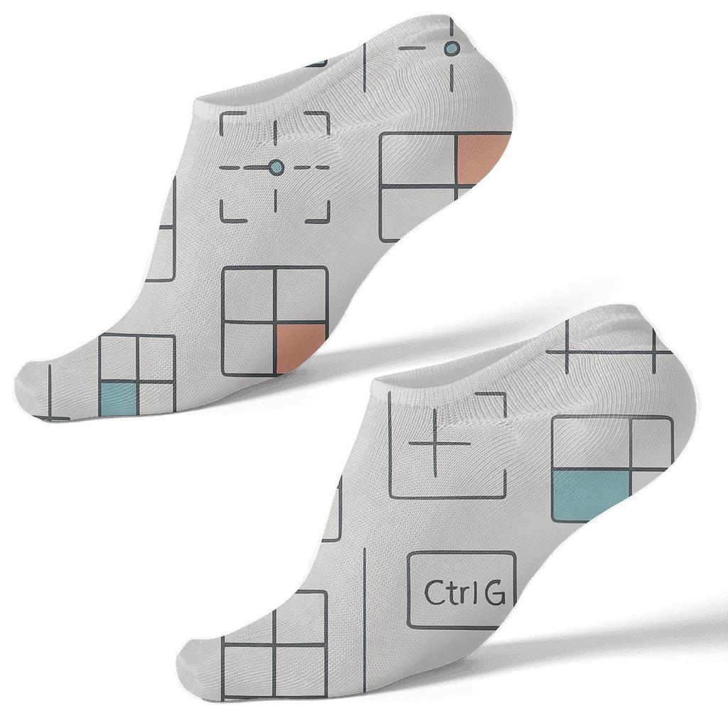Minimal Grid Notebook Pattern With Graphic Designer stylish athletic ankle socks