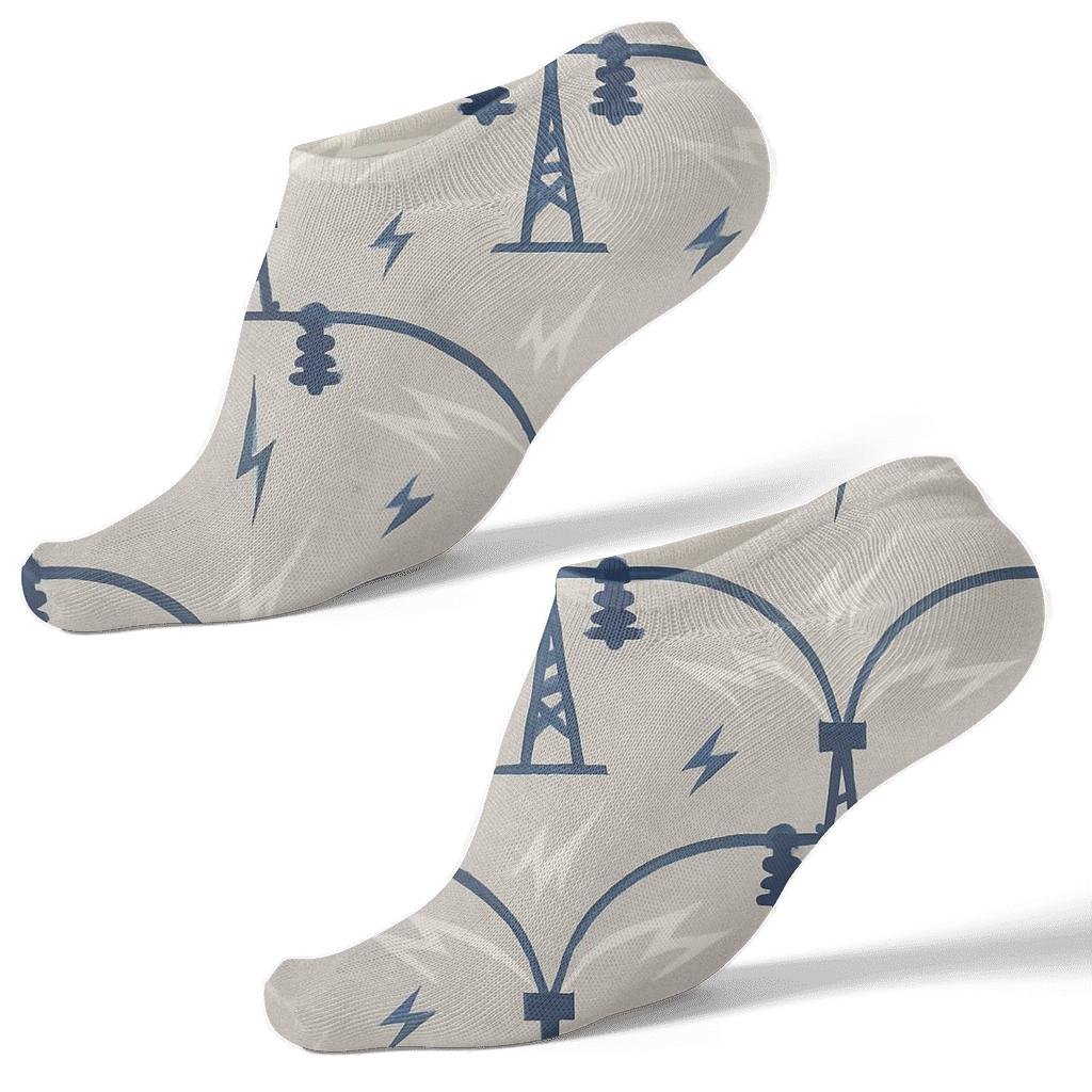 Vintage Power Line Arc Grid Poster Pattern stylish athletic ankle socks