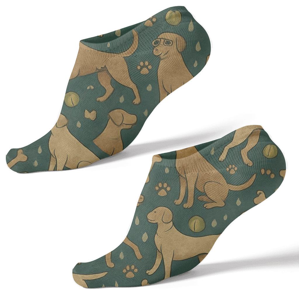 Vintage Naturalist Poster Look With Labrador Retriever Parade trendy patterned ankle socks