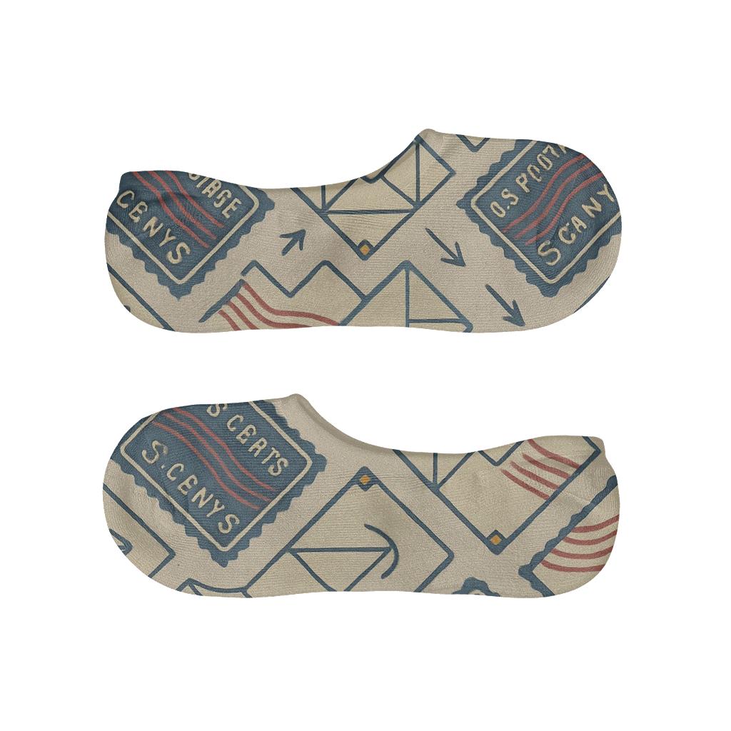 Stamp Lattice For The Postal Worker anti-slip no-show socks