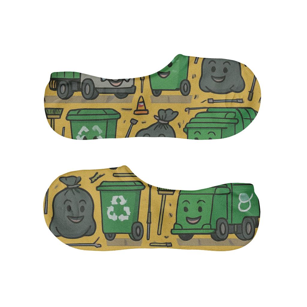 City Tile Parade Garbage Collector Pattern soft cotton no-show socks